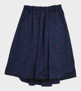 Embroidered Midi Skirt Navy/Red