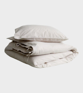 Skall Bed Linen 140x200 Sand/Optic White Stripe