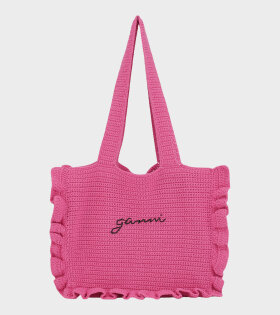 Crochet Frill Tote Bag Shocking Pink
