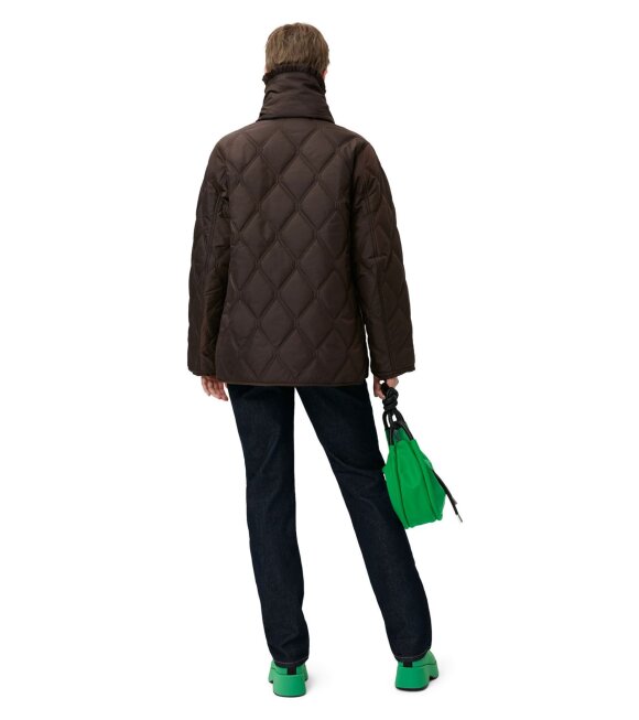 Ganni - Ripstop Quilt Asymmetric Jacket Mole