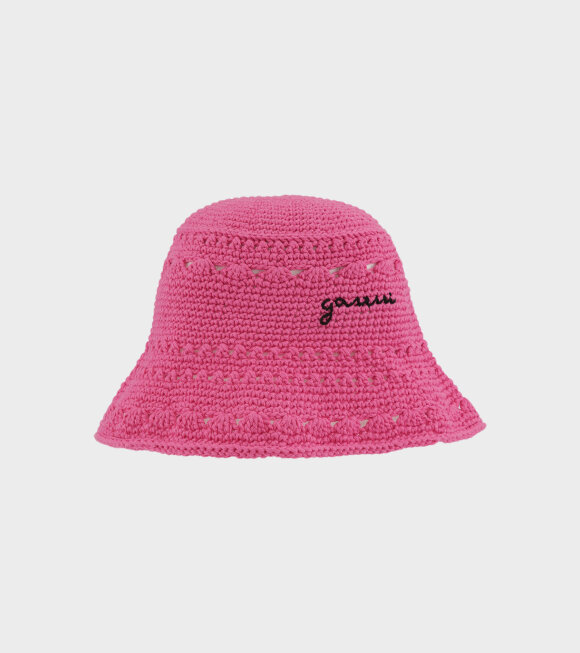 Ganni - Crochet Bucket Hat Shocking Pink