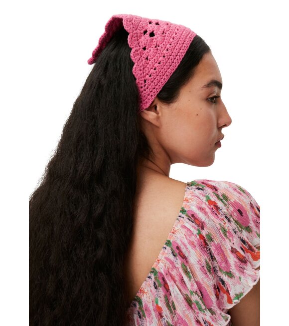 Ganni - Crochet Bandana Shocking Pink