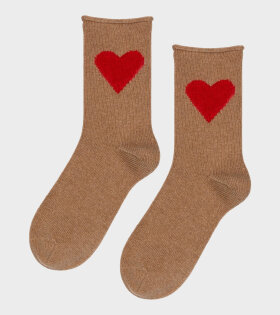 Love Cashmere Crew Socks Camel