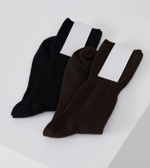 Aiayu - Wool Rib Socks Black