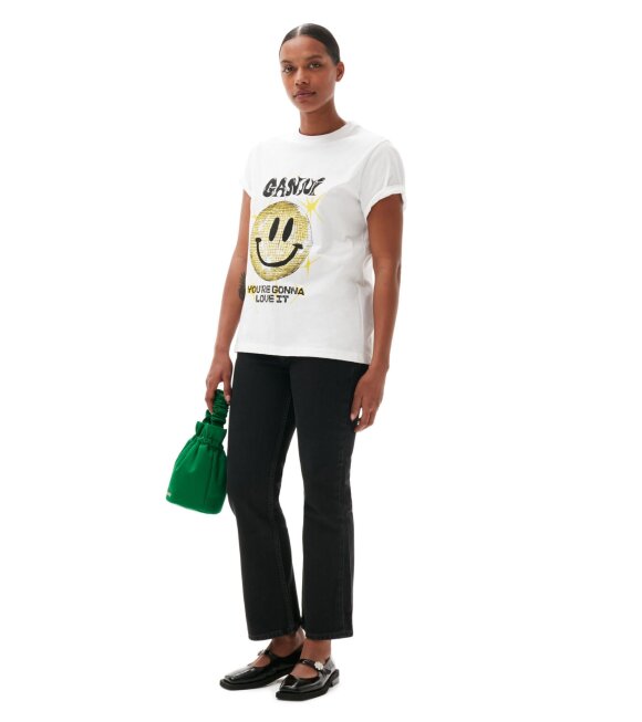 Ganni - Yellow Smiley Relaxed T-shirt Bright White