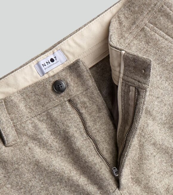 NN07 - Garret Loose Wool Mix Trousers Khaki Melange