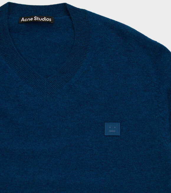 Acne Studios - Wool V-neck Sweater Indigo Melange