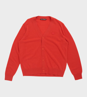 Wool V-neck Cardigan Sharp Red