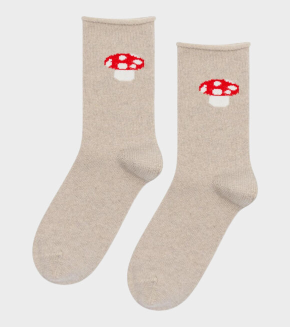 Hansel from Basel - Red Cap Cashmere Crew Socks Natural