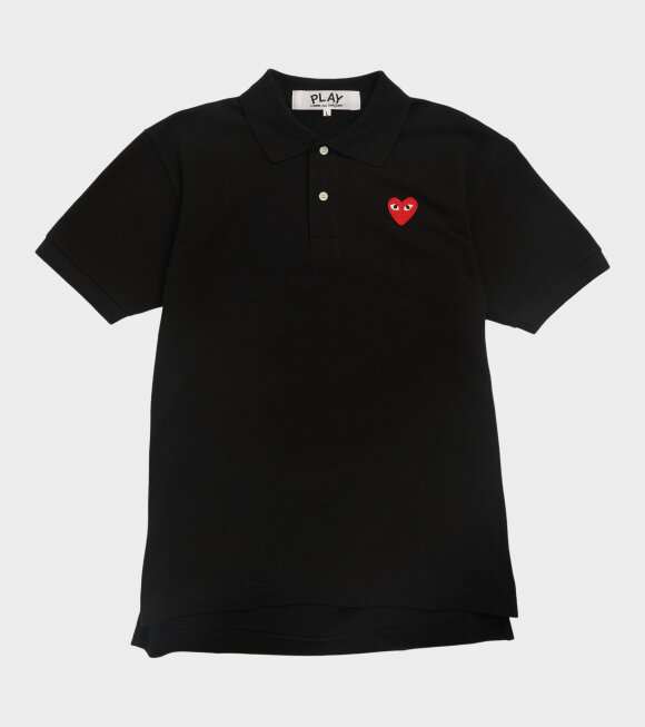 Comme des Garcons PLAY - M Red Heart Polo Black