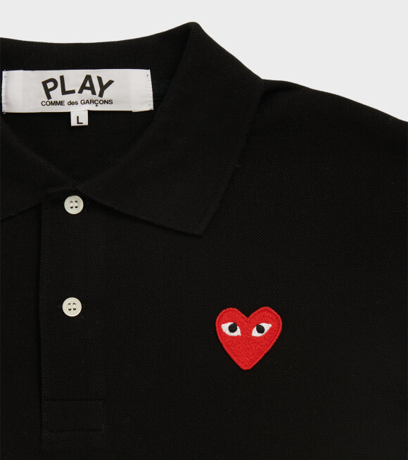 Comme des Garcons PLAY - M Red Heart Polo Black