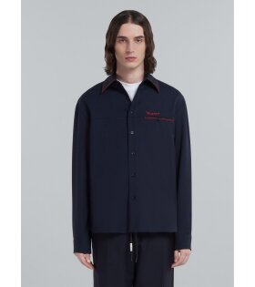 Embroidery Wool Shirt Navy/Red