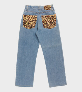 Reworked Vintage Denim Jeans Leopard