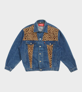 Reworked Vintage Denim Jacket Leopard