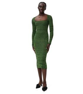 Melange Knit Dress Kelly Green