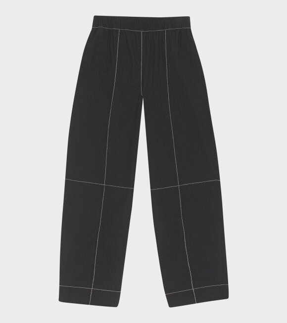 Ganni - Cotton Crepe Elasticated Curve Pants Black