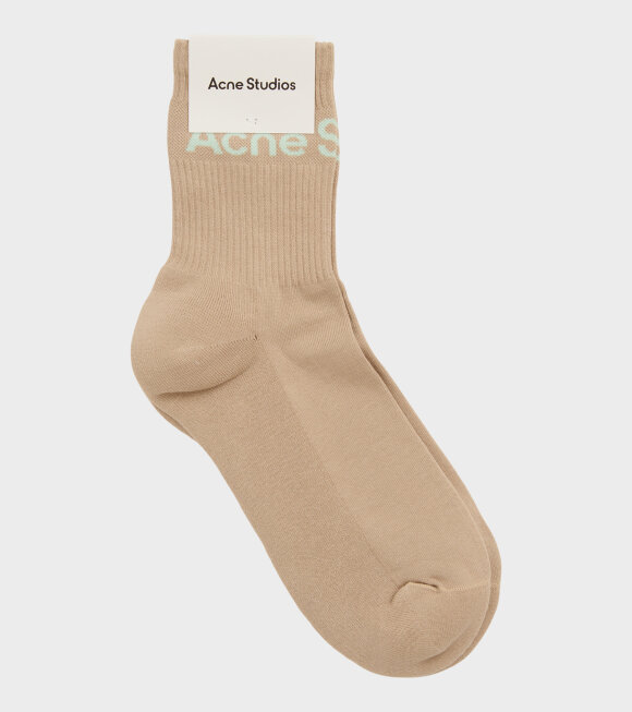 Acne Studios - Ribbed Logo Socks Beige