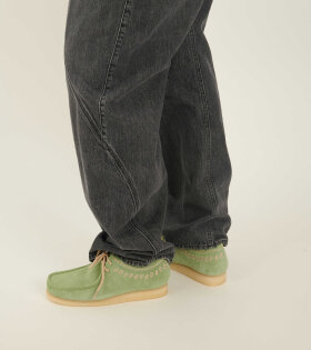 Wallabee Light Green Embroidery Suede