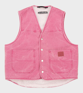 Cotton Canvas Vest Jacket Fuchsia Pink