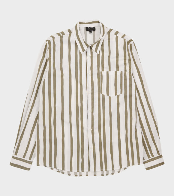 A.P.C - Mathieu Striped Shirt White/Olive