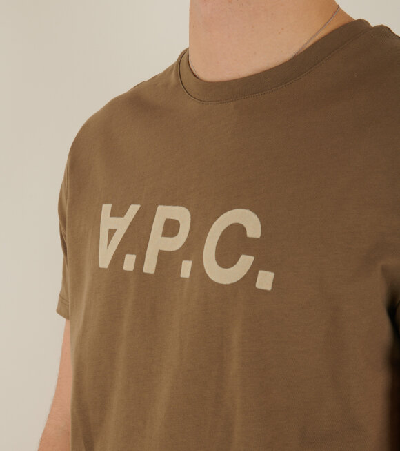 A.P.C - Velour Logo T-shirt Brown