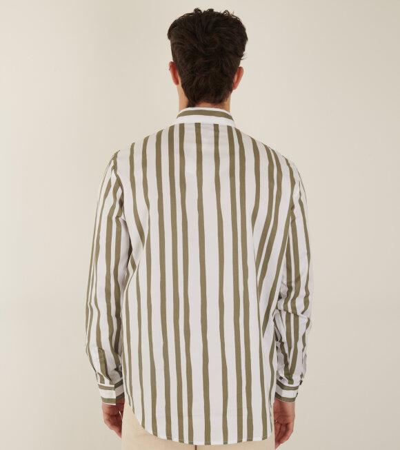 A.P.C - Mathieu Striped Shirt White/Olive