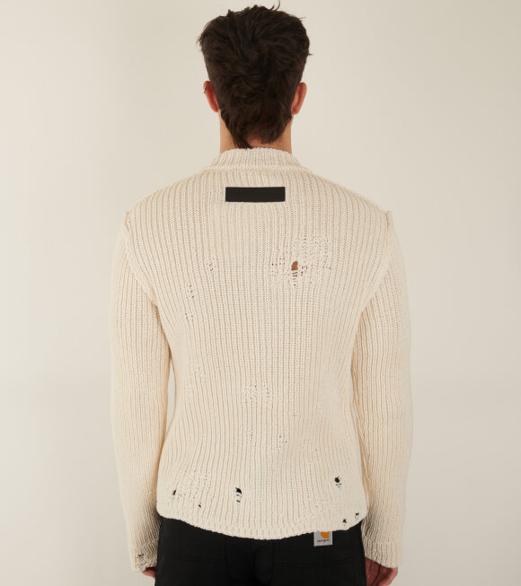 JW Anderson - Distressed Knit Zip Cardigan Off-white