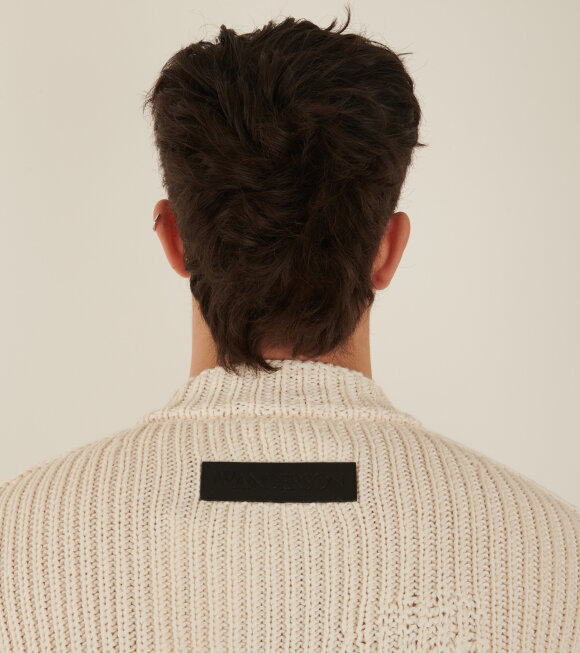 JW Anderson - Distressed Knit Zip Cardigan Off-white