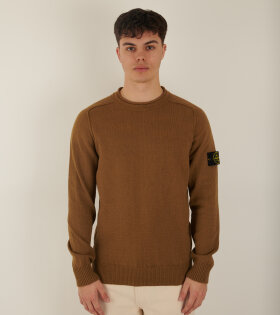 Cotton Roll Neck Patch Knit Brown