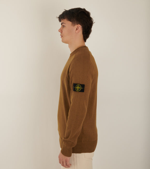 Stone Island - Cotton Roll Neck Patch Knit Brown