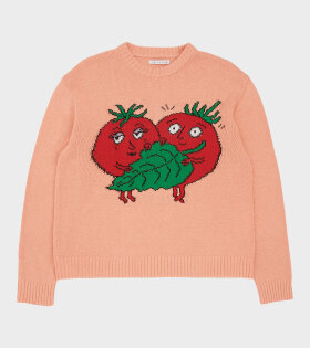 Happy Tomatoes Intarsia Knit Light Pink