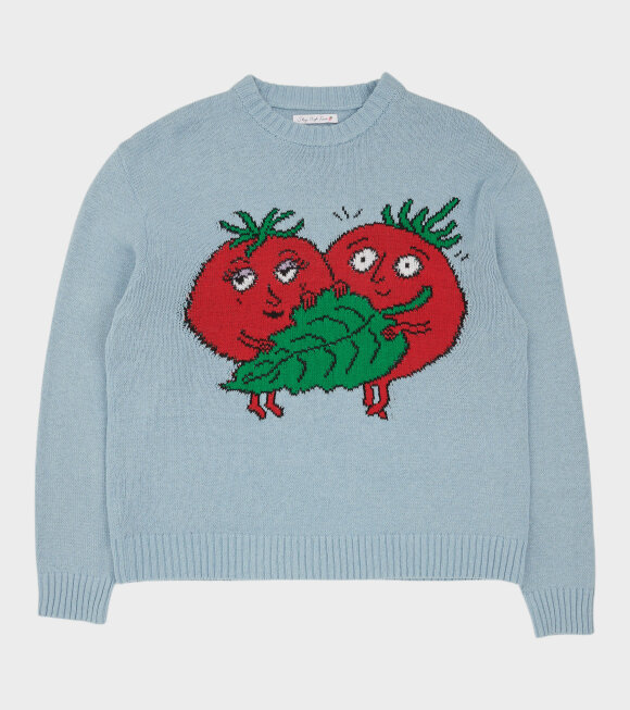 Sky High Farm - Happy Tomatoes Intarsia Knit Light Blue