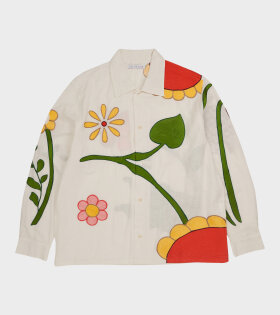 Embroidered Flower Shirt White