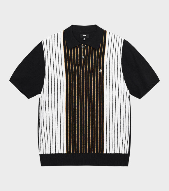 Stüssy - Textured SS Polo Sweater Black Stripe