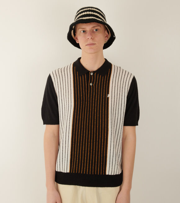 Stüssy - Textured SS Polo Sweater Black Stripe