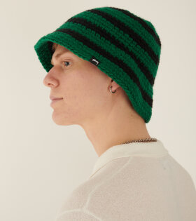 Swirl Knit Bucket Hat Forest Green/Black