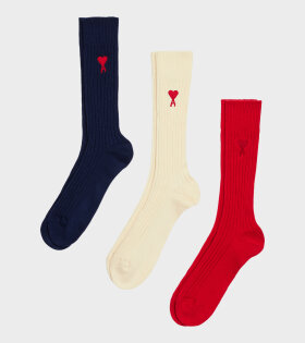 3-pack Socks Navy/Red/Off-white