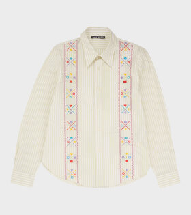 Embroidered Striped Shirt White/Green