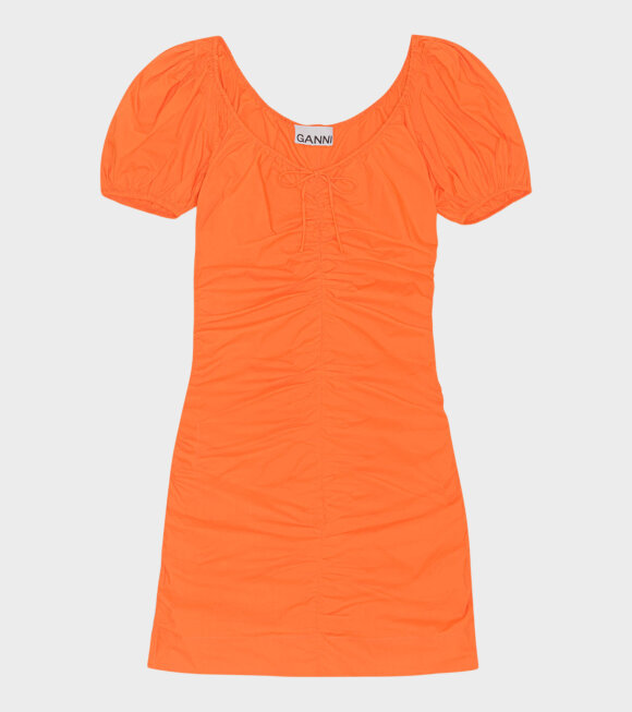 Ganni - Cotton Poplin Mini Dress Vibrant Orange 