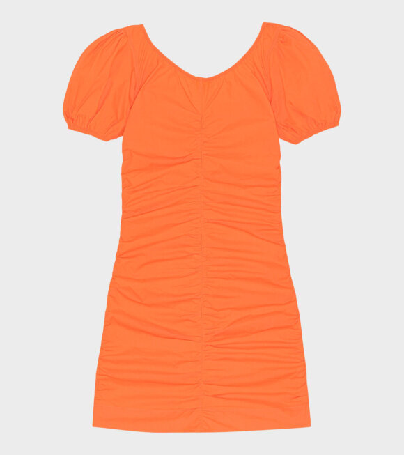Ganni - Cotton Poplin Mini Dress Vibrant Orange 