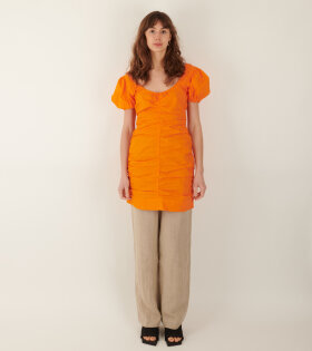Cotton Poplin Mini Dress Vibrant Orange 
