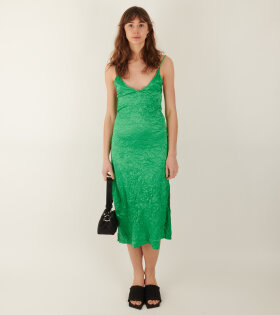 Crinkled Satin Slip Dress Bright Green 