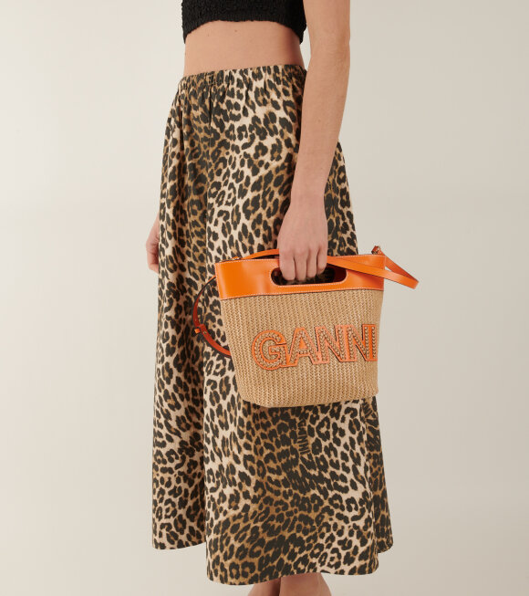 Ganni - Maxi Skirt Big Leopard Almond Milk 