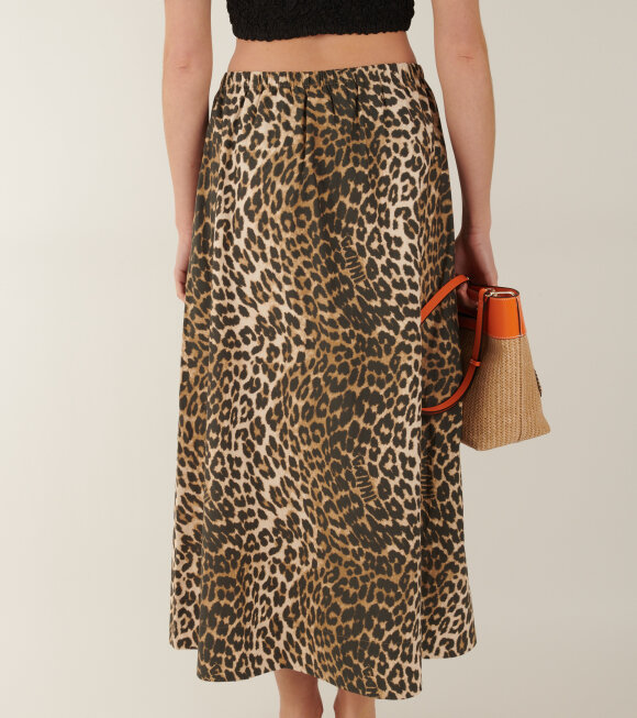 Ganni - Maxi Skirt Big Leopard Almond Milk 