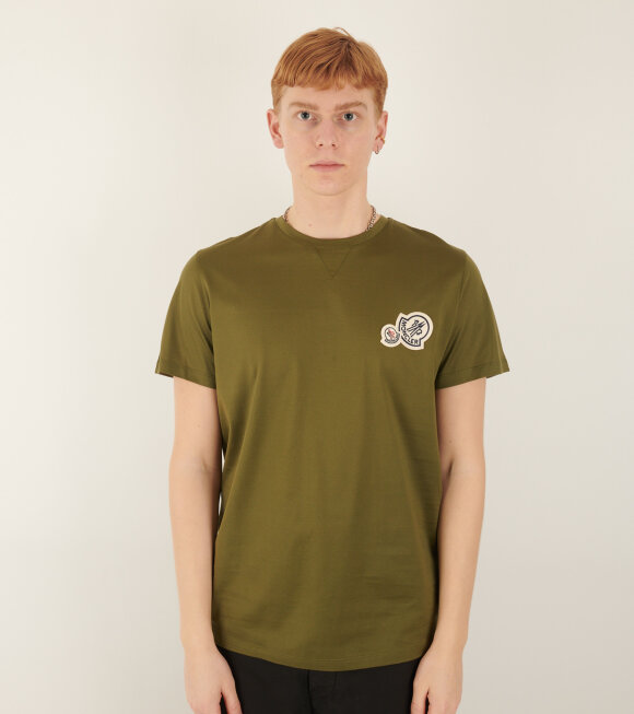 Moncler - Embroidered Double Logo T-shirt Olive