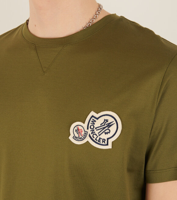 Moncler - Embroidered Double Logo T-shirt Olive