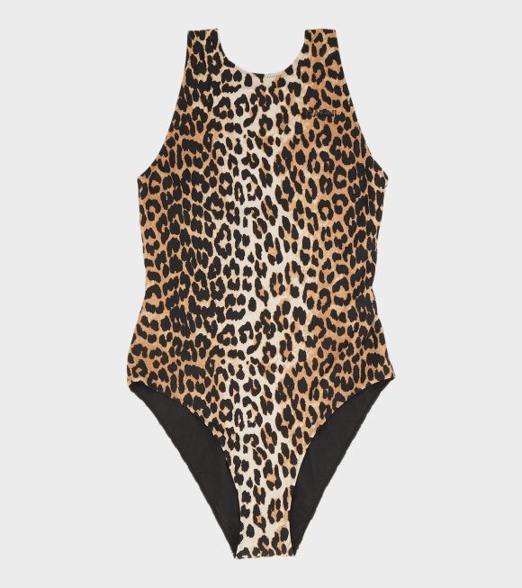 Ganni - Sporty Swimsuit Leopard