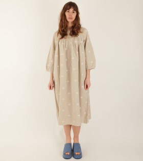 Devi Dress Cloud Grey/Off-white Embroidery