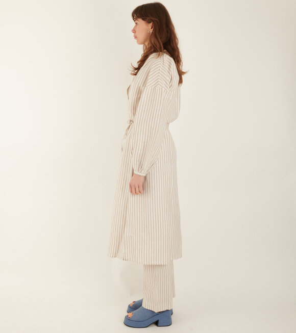 Skall Studio - Cilla Shirtdress Brown/Off-white Stripe
