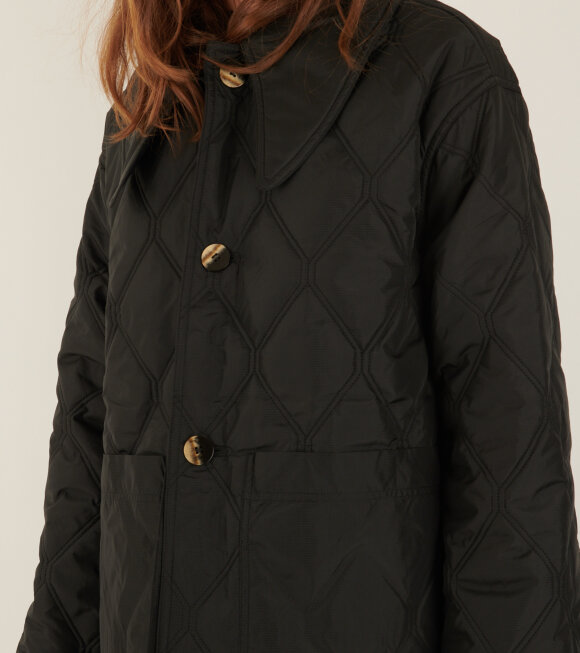 Ganni - Ripstop Quilt Reversible Coat Black
